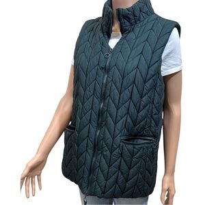 Coldwater Creek Dark Green Quilted Zip Vest‎ – Size L (14–16)